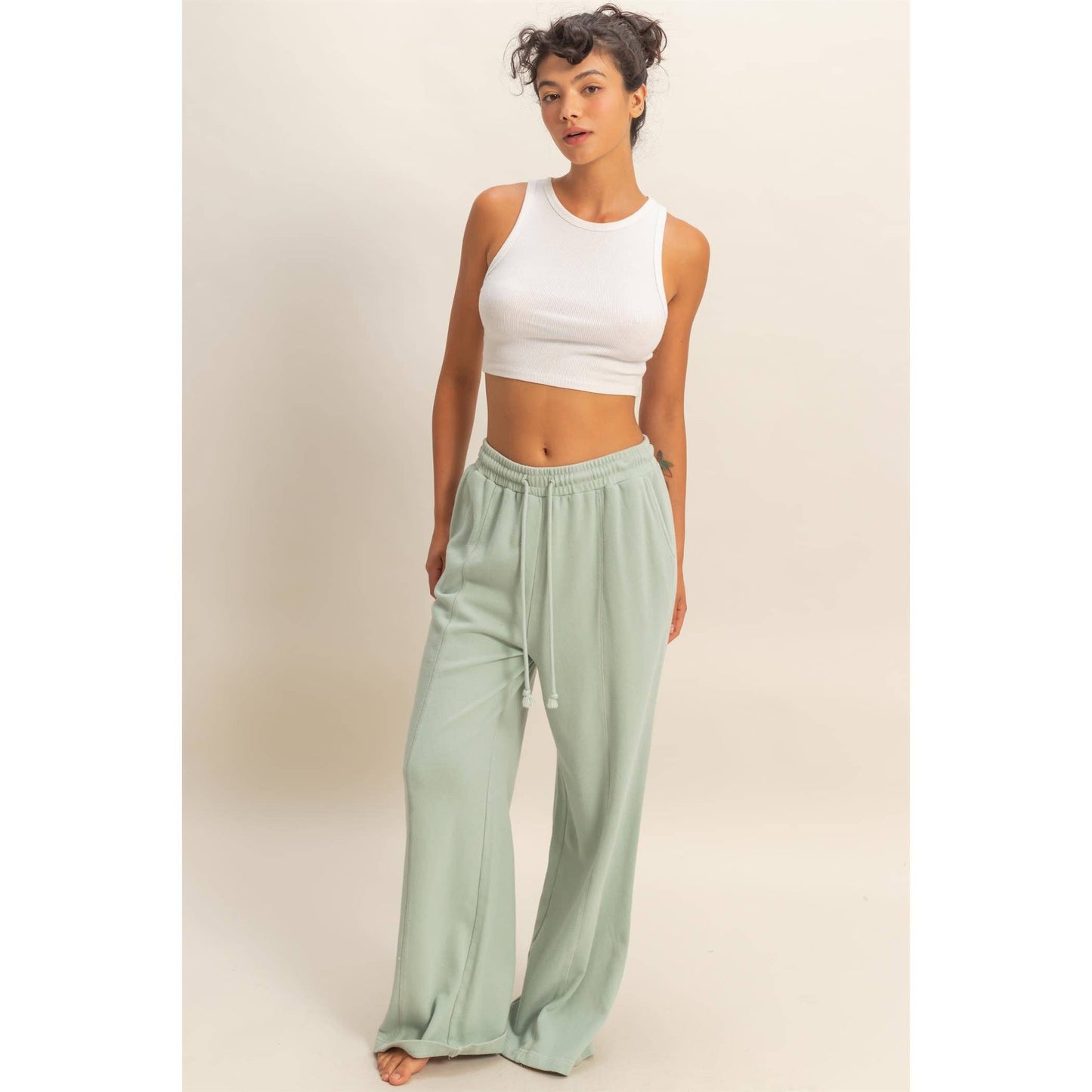 French Terry Wide-Leg Pants