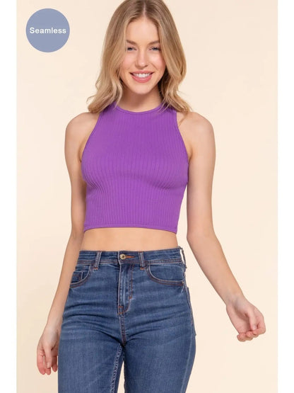 Ribbed Crew Racer Crop|7372