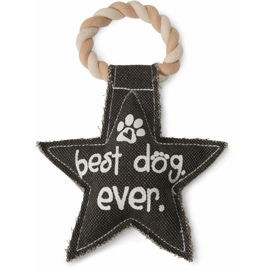 Best Dog Ever - 9.5" Canvas Dog Toy on Rope