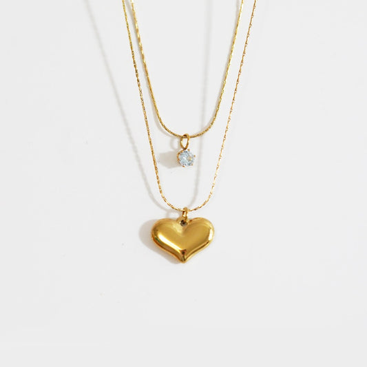 Moderno Solitaire and Heart Necklace|1343