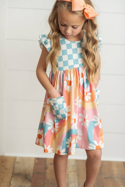 Retro Check Daisy Twirl Dress