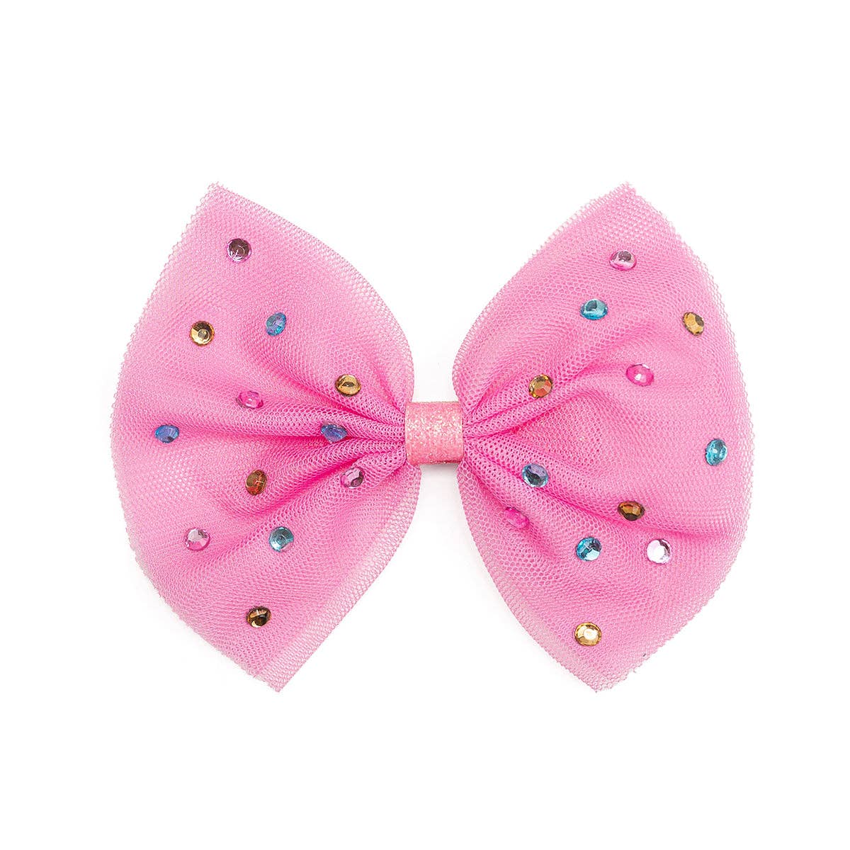 Raspberry Rhinestone Bow Clip - Kids Hair Bow