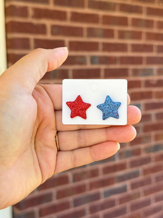 Star stud earrings (sparkly)|7905