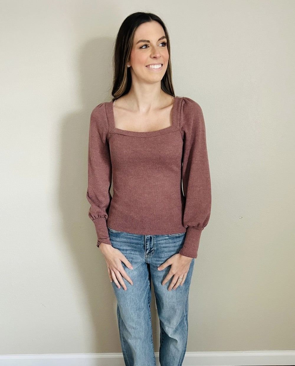 Mauve Square Neck Top|1903
