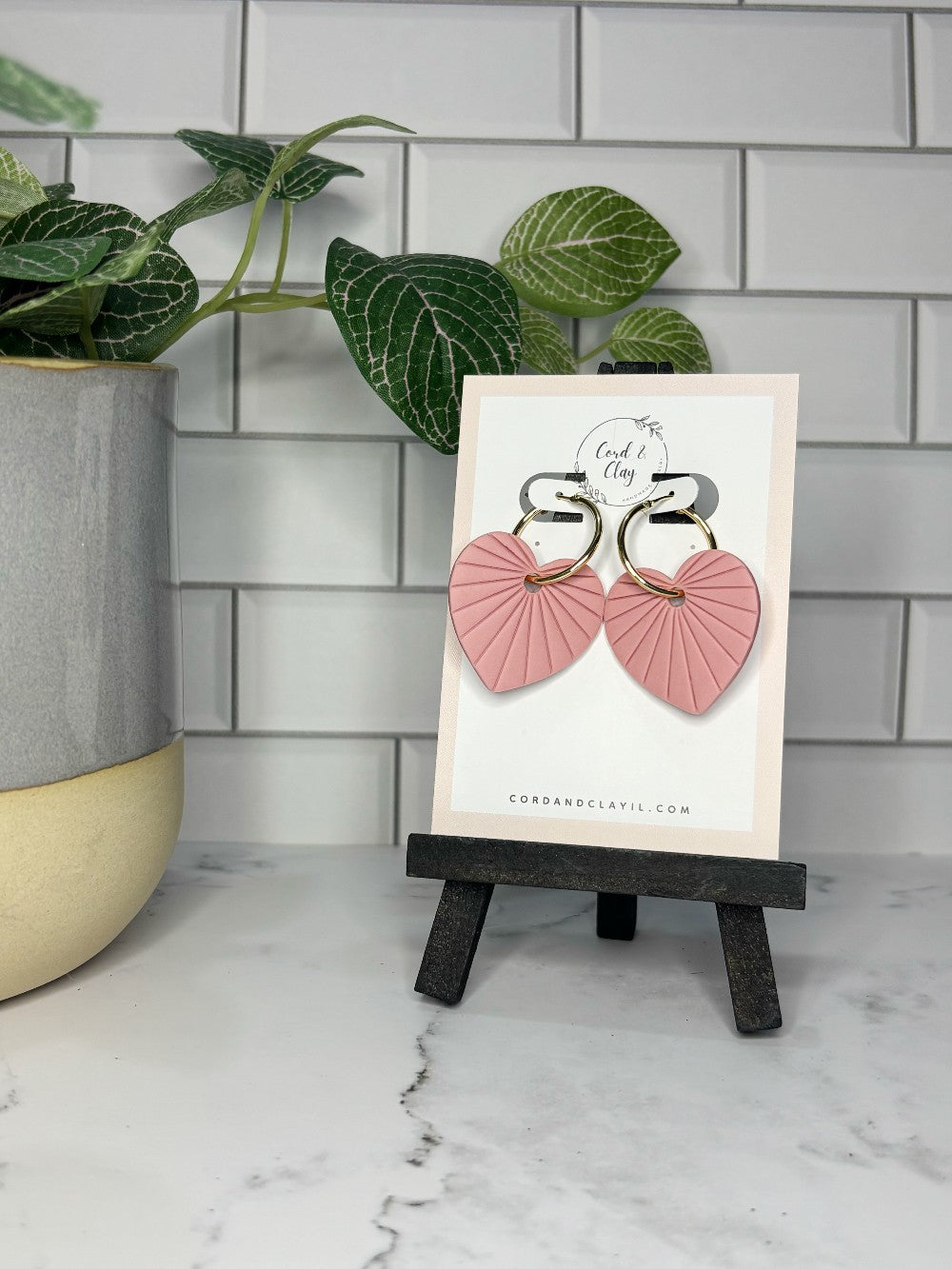 French Pink Fanned Heart Hoops NF|5205