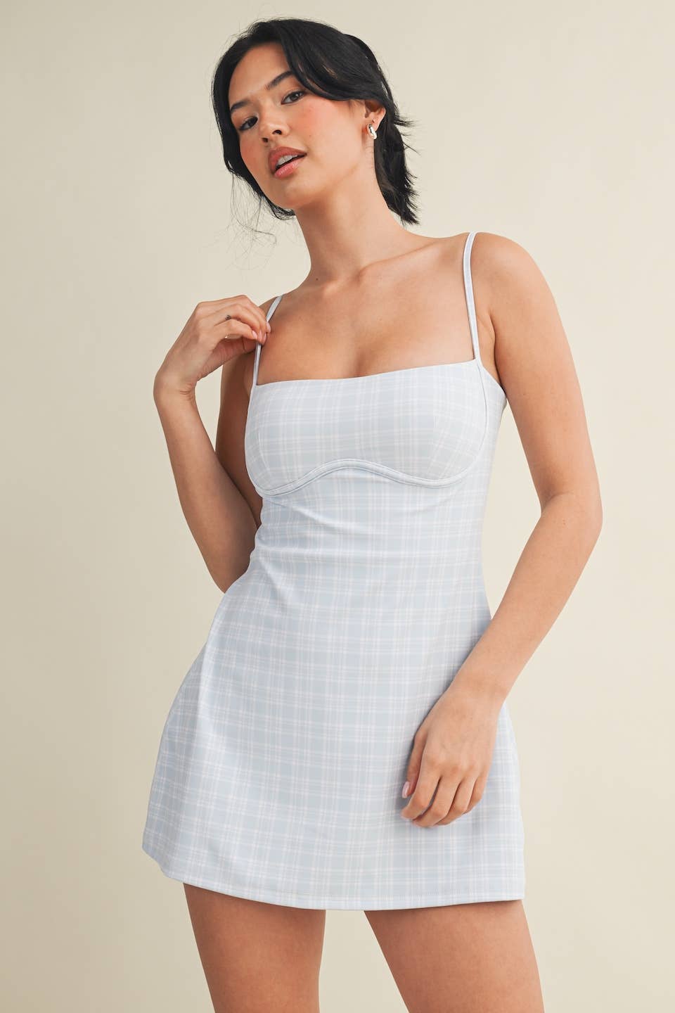 Plaid Print Sweetheart Dress