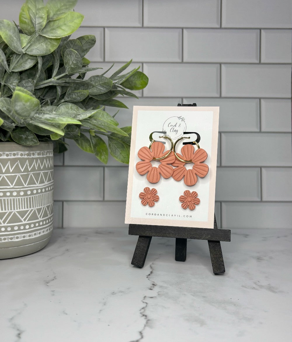 MOMMY & ME Orange Flower Earrings Set - NF|7607