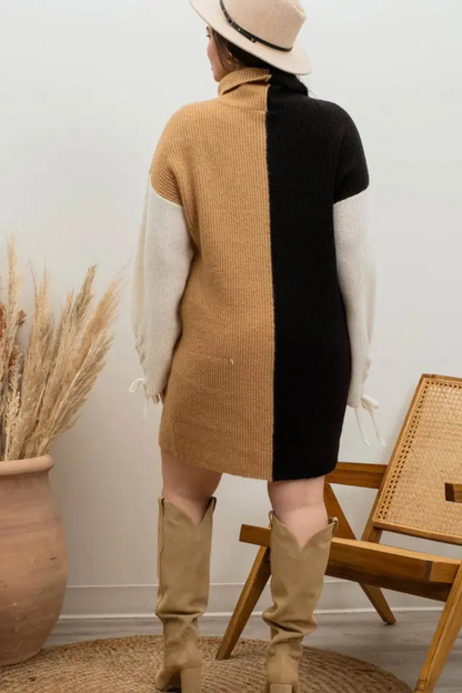 PLUS Braid Sleeved Mini Dress|2660