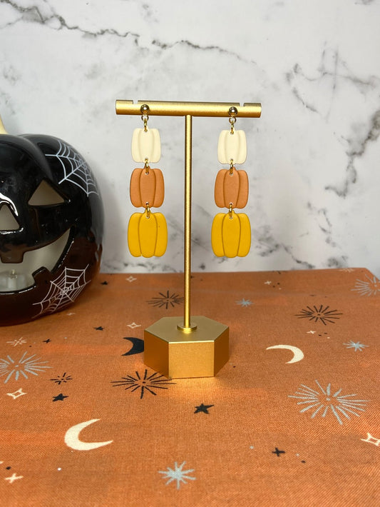 Candy Corn Tiered Pumpkin Dangles|1510