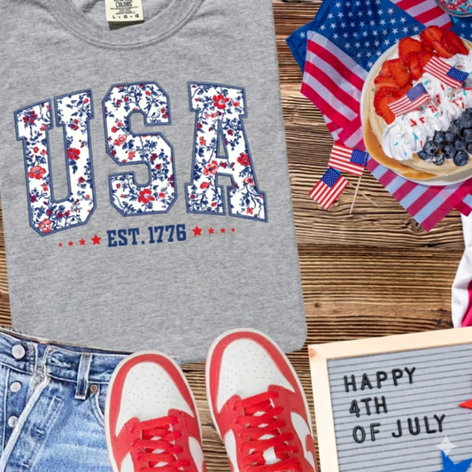 USA Floral Tee|7529