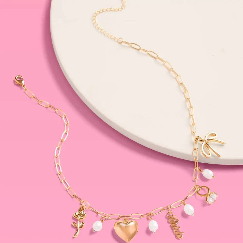 Gold Bride Charm Necklace|7735