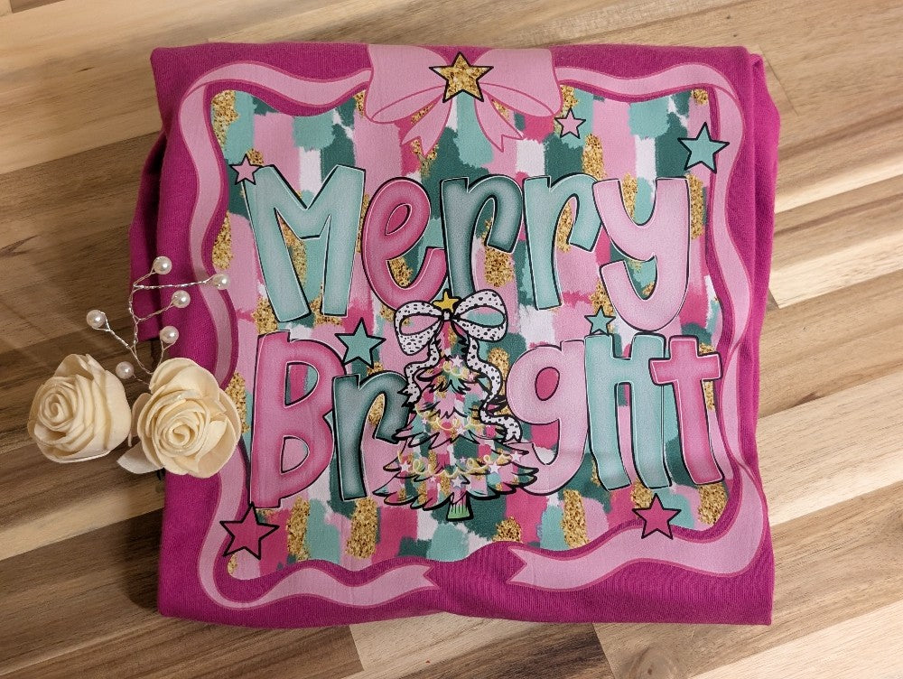 Merry & Bright Chic Kids Christmas Tee|2239