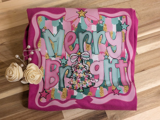 Merry & Bright Chic Kids Christmas Tee|2239