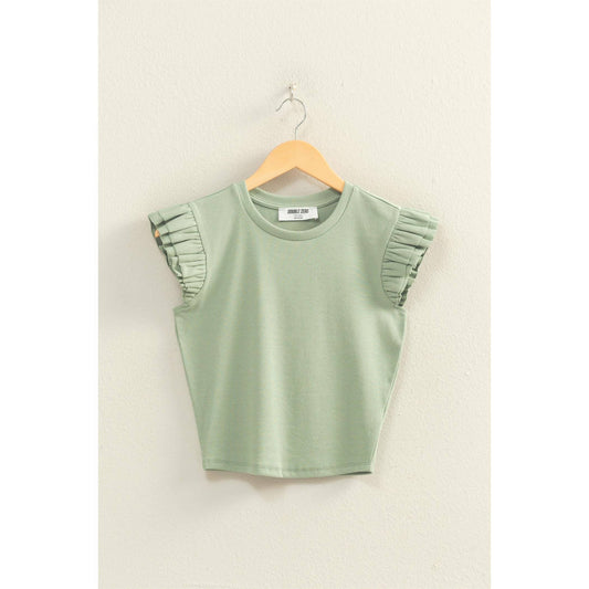 Flutter Sleeve Ribbed Cropped Top