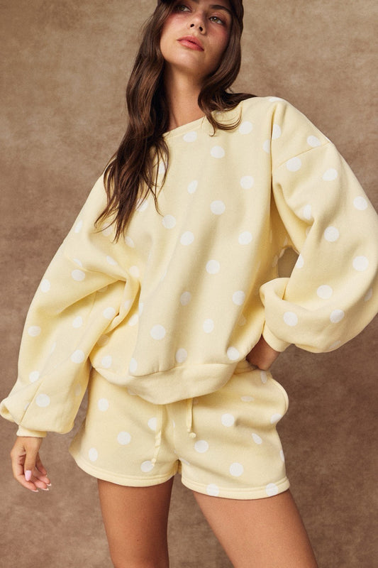 Polka Dot Yellow & White Fleece Set|9143