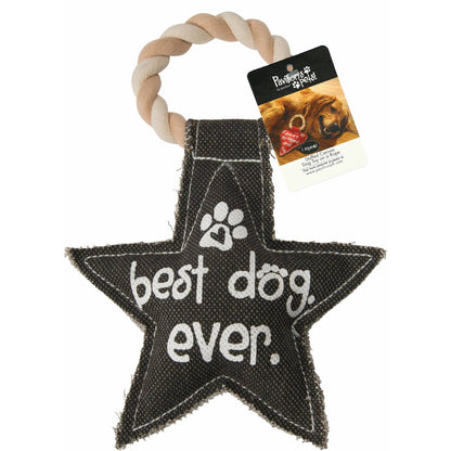 Best Dog Ever - 9.5" Canvas Dog Toy on Rope