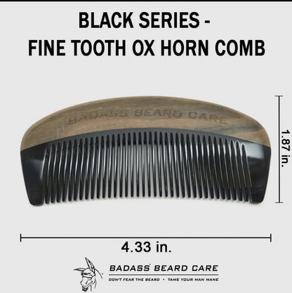 Badass Fine Tooth Ox Horn Comb|2248