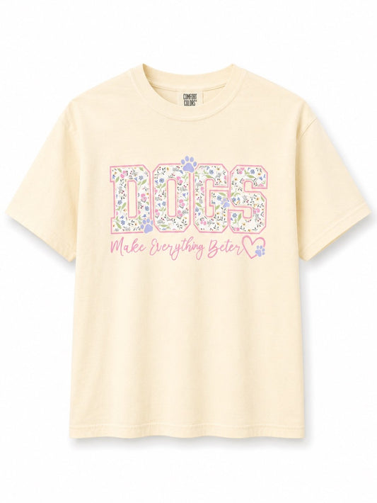 Floral Dogs Better Tee|7708