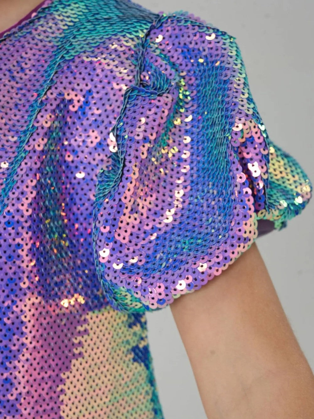 Mystic Mermaid Sequin Puff Sleeve Dress|8578