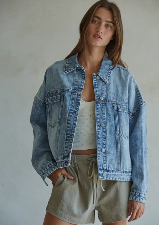 100% Cotton Oversized Denim Jacket|732
