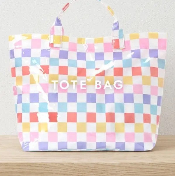 Multicolor Checkered Tote Bag|8148