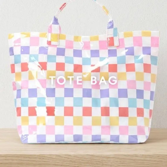 Multicolor Checkered Tote Bag|8148