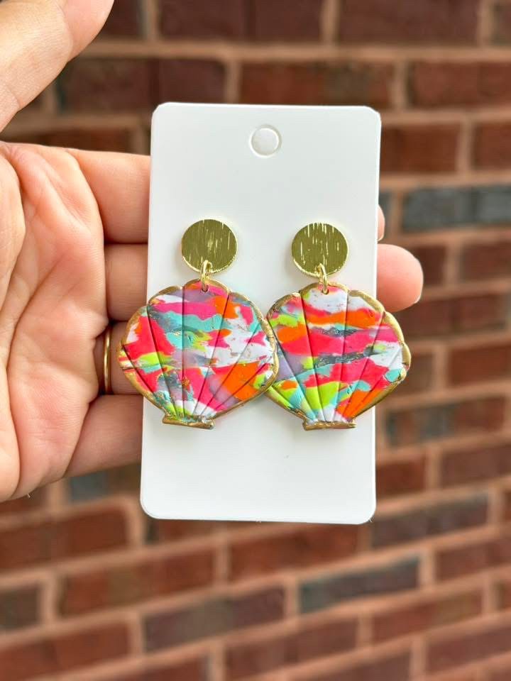 Mixed colors seashell earrings|7903