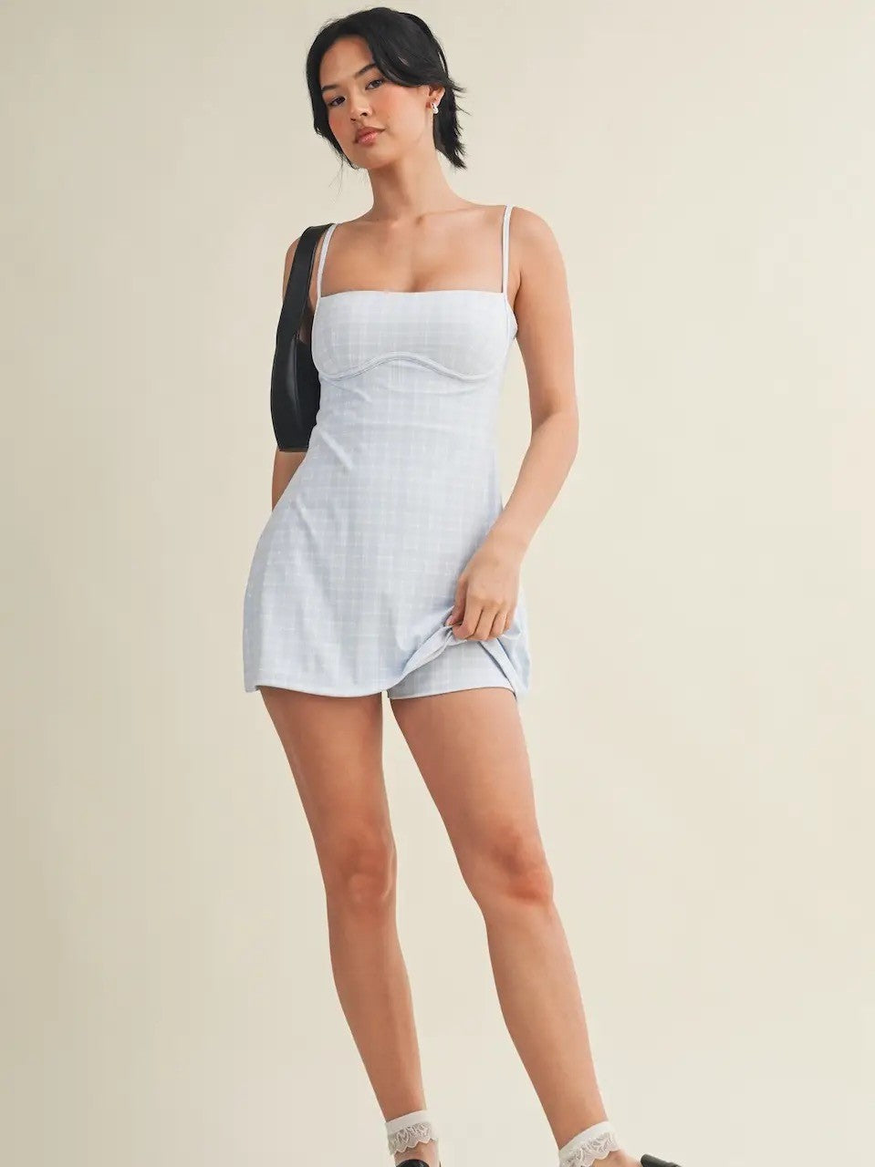 Plaid Print Sweetheart Dress|8047