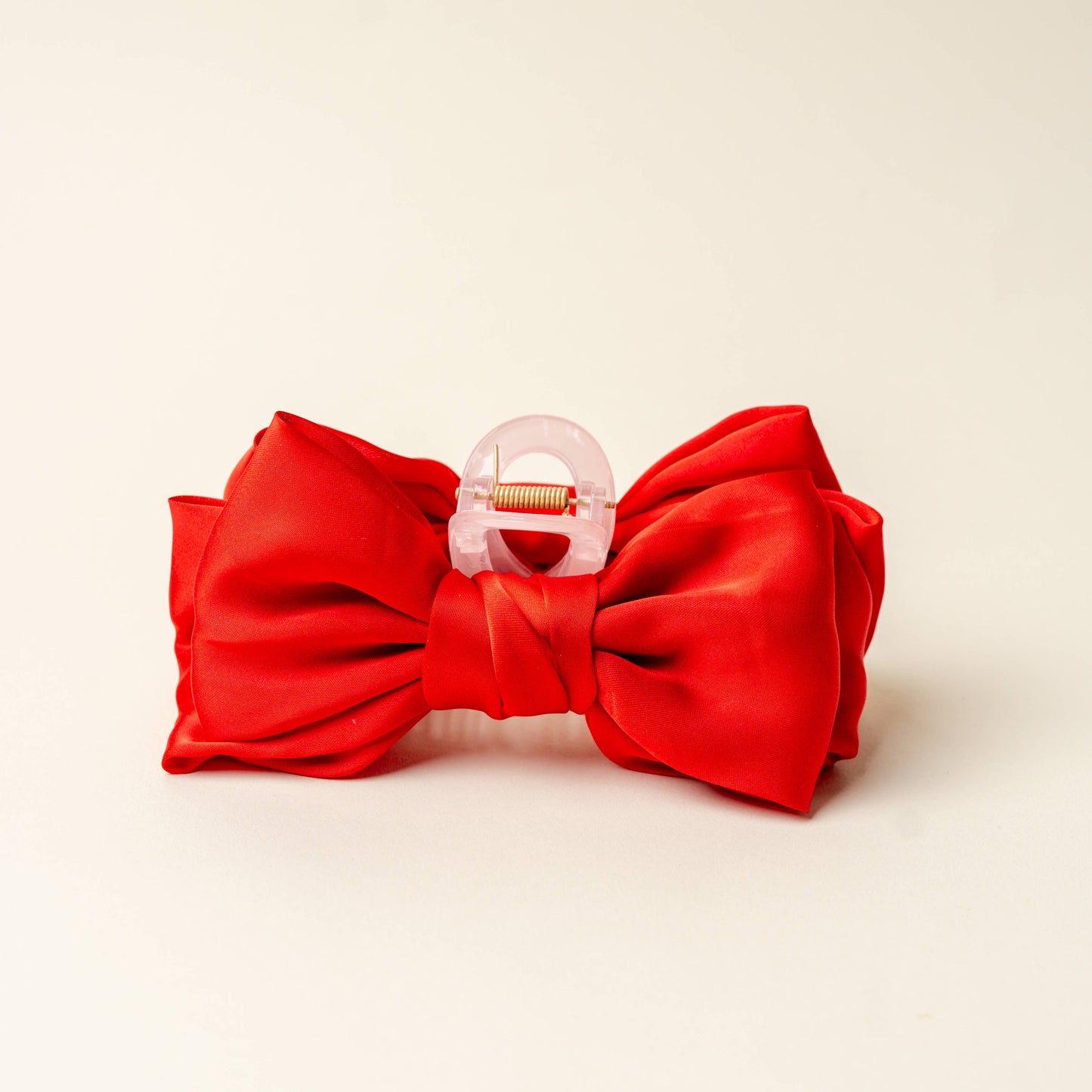 Satin Bow Claw Clip-Red