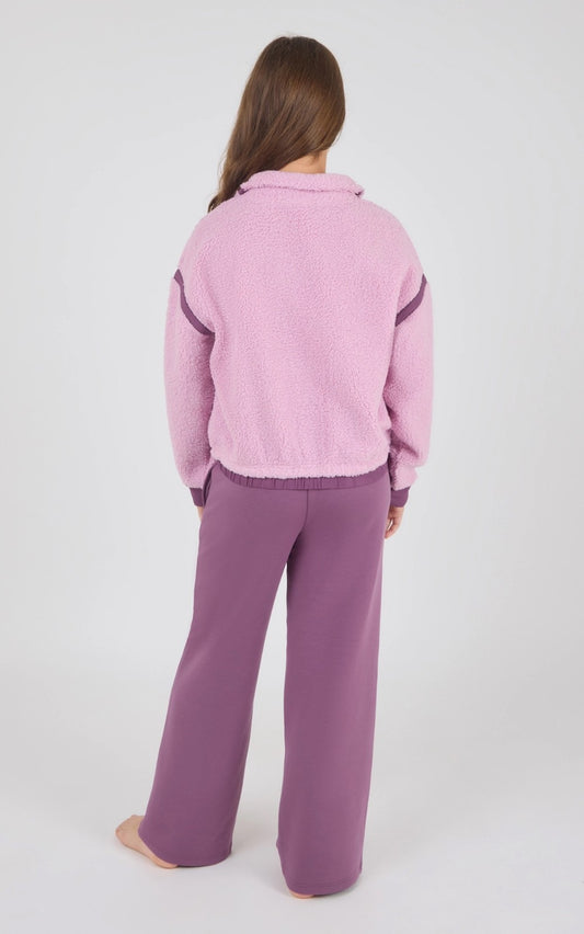 Tween Girls Trendy Contrast Sherpa Set|9162