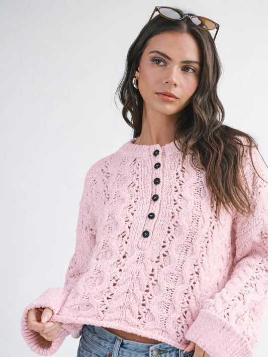 Henley Knit Sweater|9246