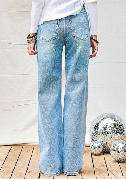 Taylor Shimmer High-Rise Wide Leg Jeans