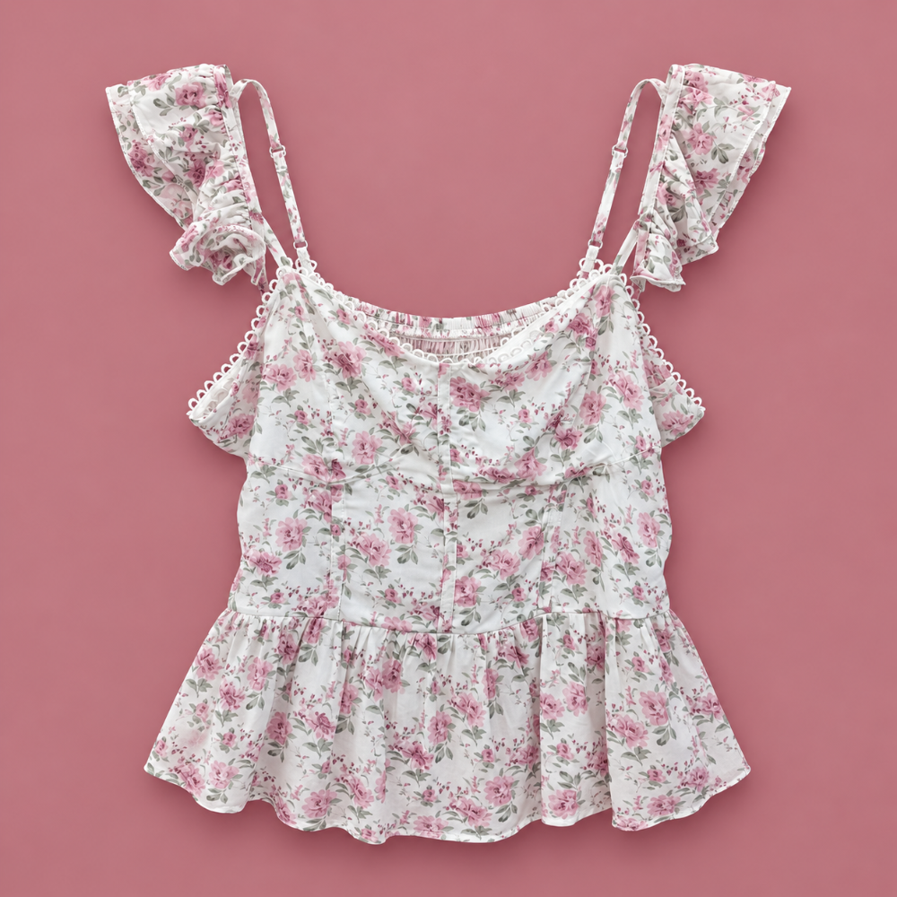 Fancy Floral Ruffle Top|9023