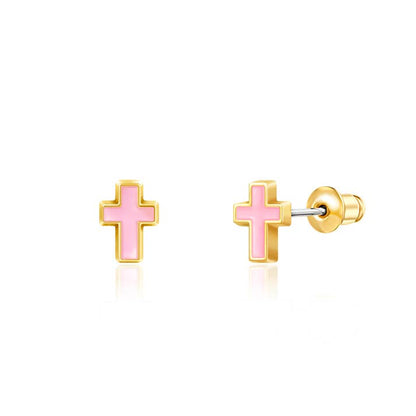 Pink Cross Cutie Stud Earrings