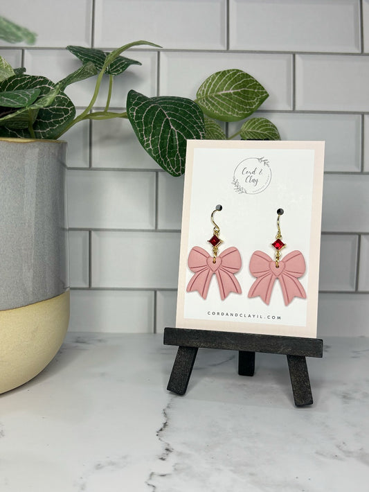 French Pink Heart Ribbon Dangles NF|5214