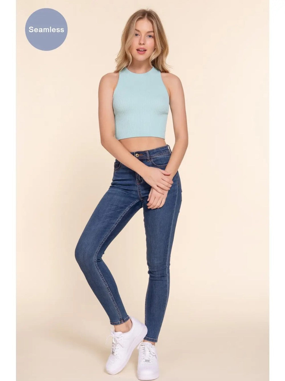 Ribbed Crew Racer Crop|7373