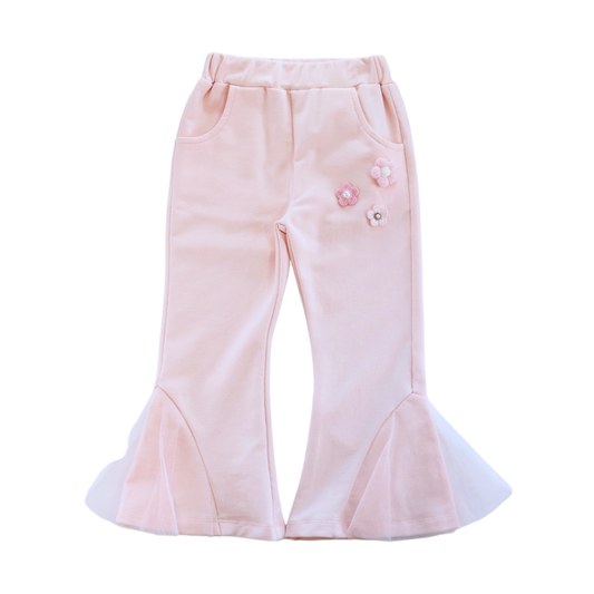 Floral Applique Trumpet Pants