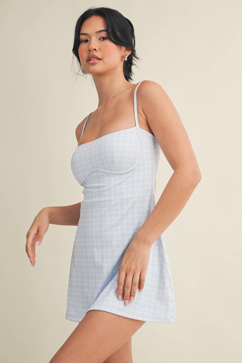 Plaid Print Sweetheart Dress