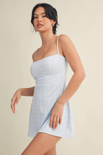 Plaid Print Sweetheart Dress