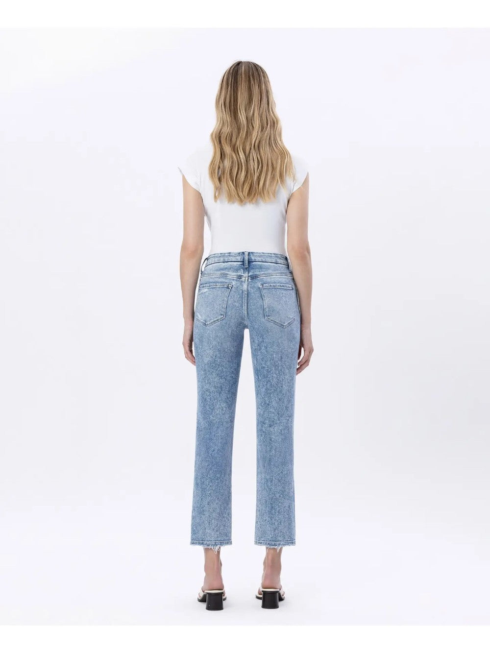 High Rise Crop Slim Straight Jeans|6057