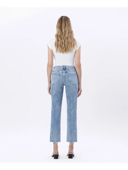 High Rise Crop Slim Straight Jeans|6057