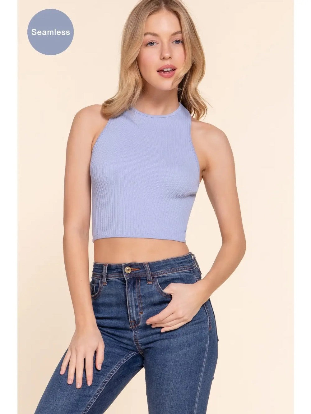 Ribbed Crew Racer Crop|7370