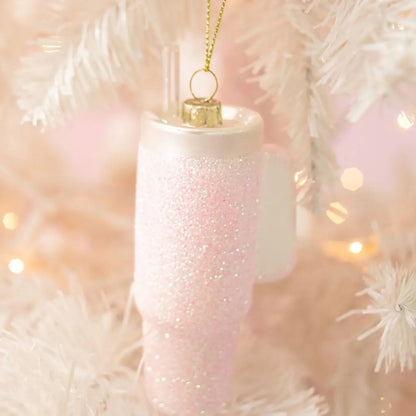 Trendy Pink Glitter Tumbler - Glass Ornament|9307
