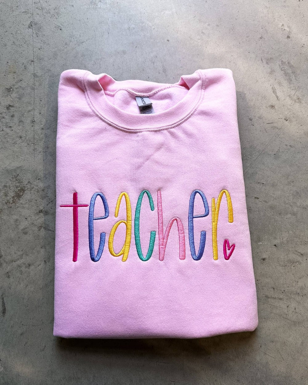 Teacher Rainbow Embroidered Sweatshirt|9134