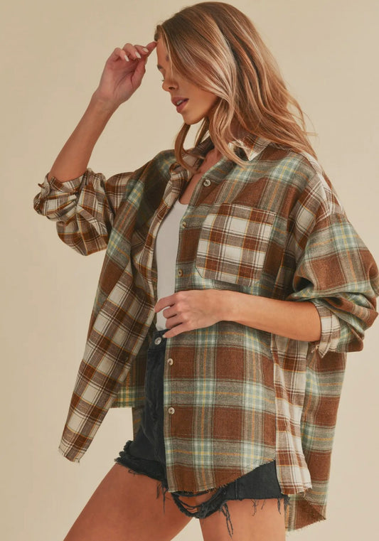 Oversized Brown and Ivory Flannel|751