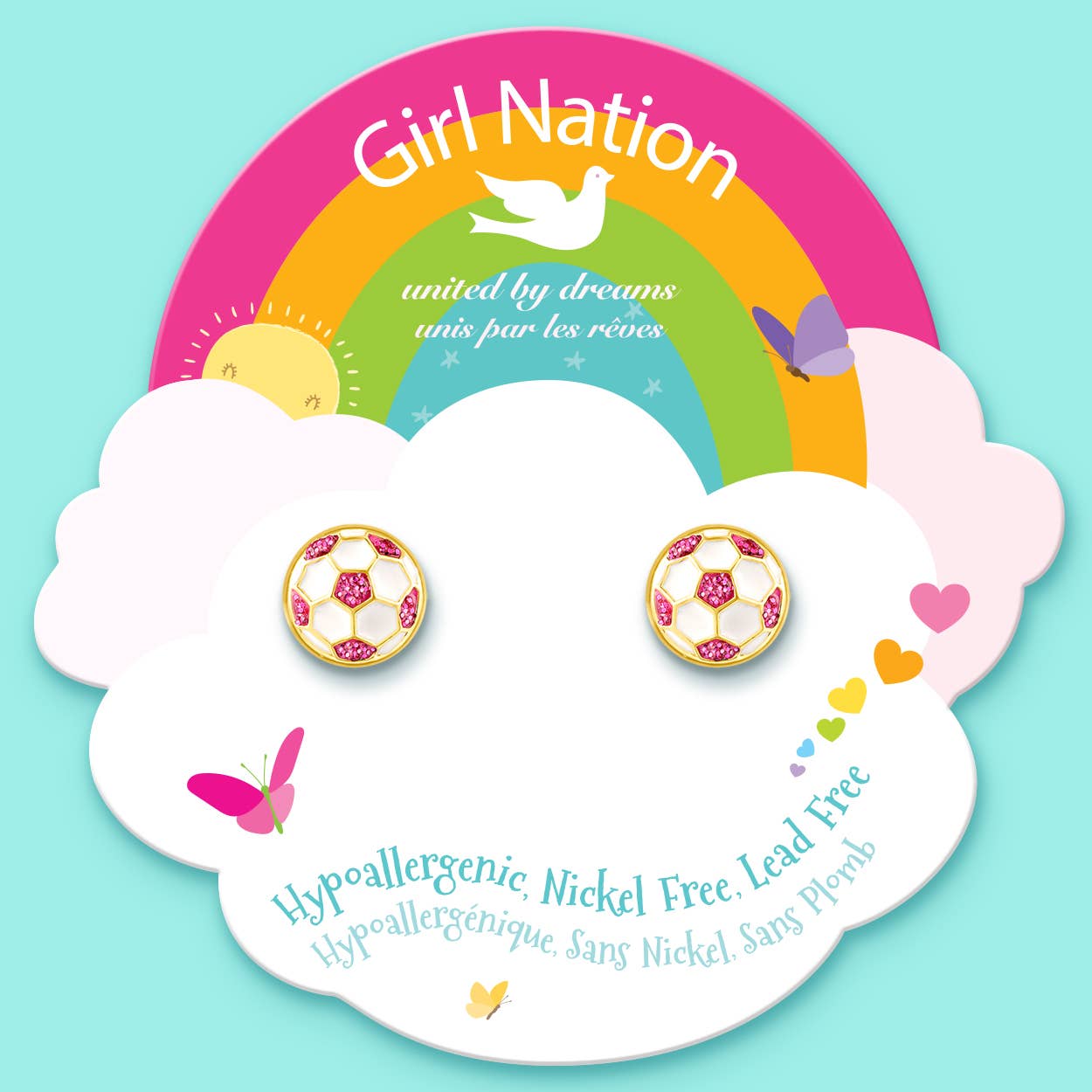 Glitter Soccer Ball | Cutie Stud Earrings for Kids