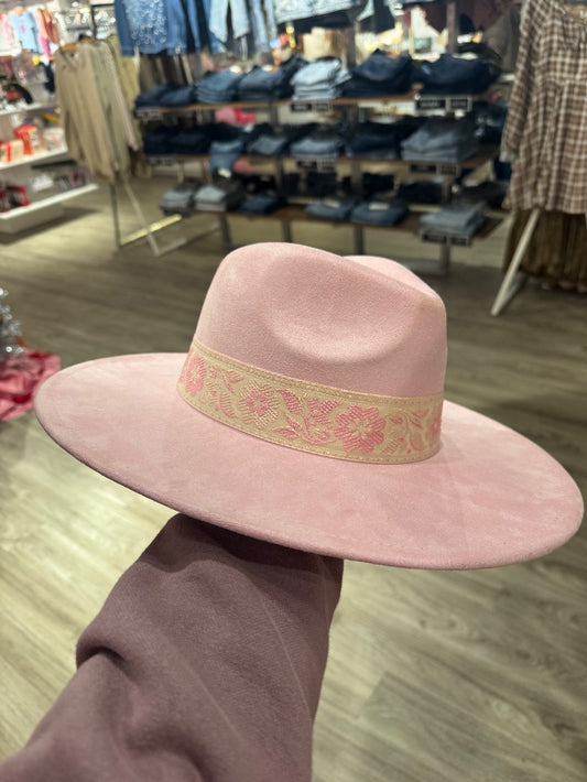 Pink wide brim hat|3337