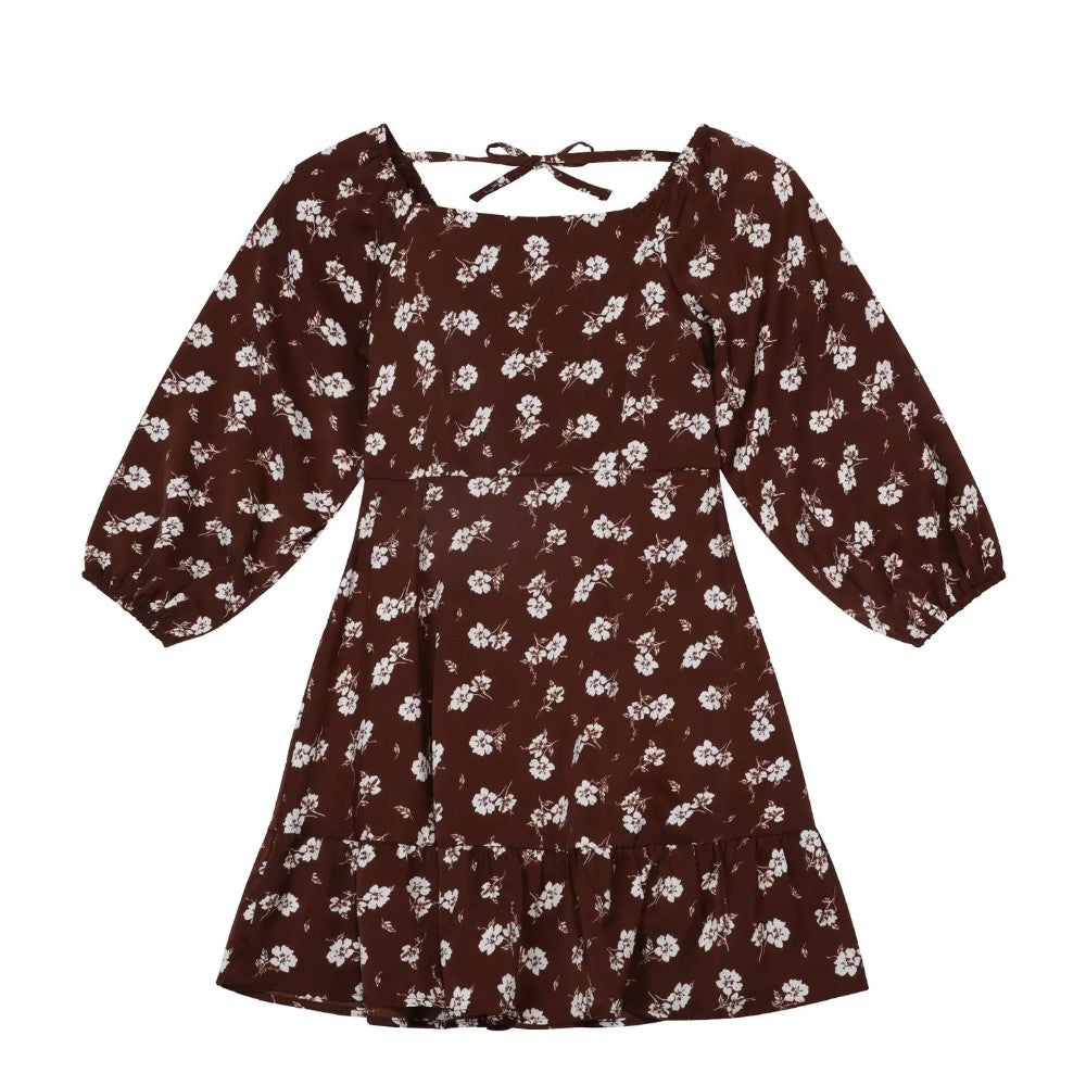 Tween Long-Sleeve Floral Sweetheart Dress|9297