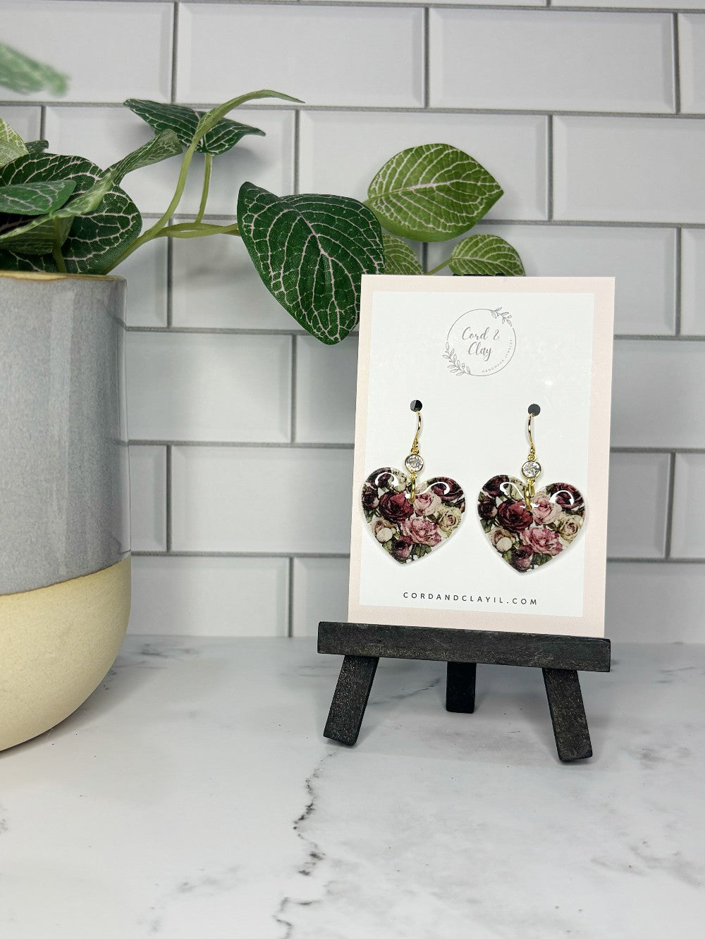 Dried Rose Heart Dangles NF|5222