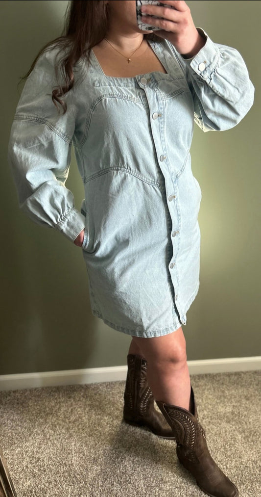 Denim Button Dress|765